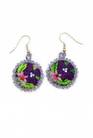 Embroidered Flower Earrings